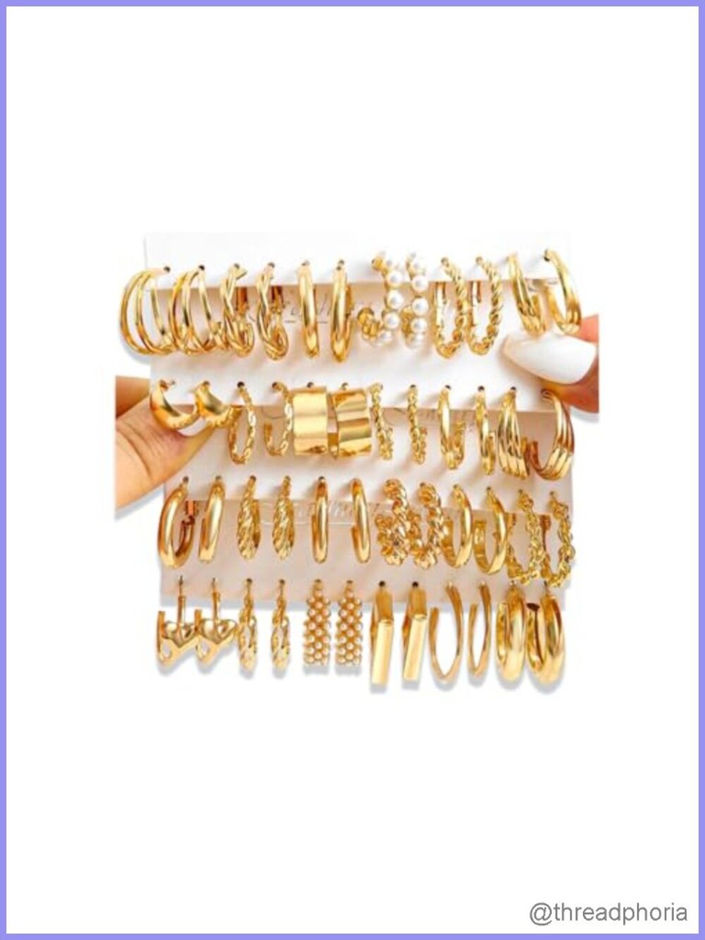 Gold Plated Hoop Stud Earring Set for Women with Copper Alloy - 24 Pairs